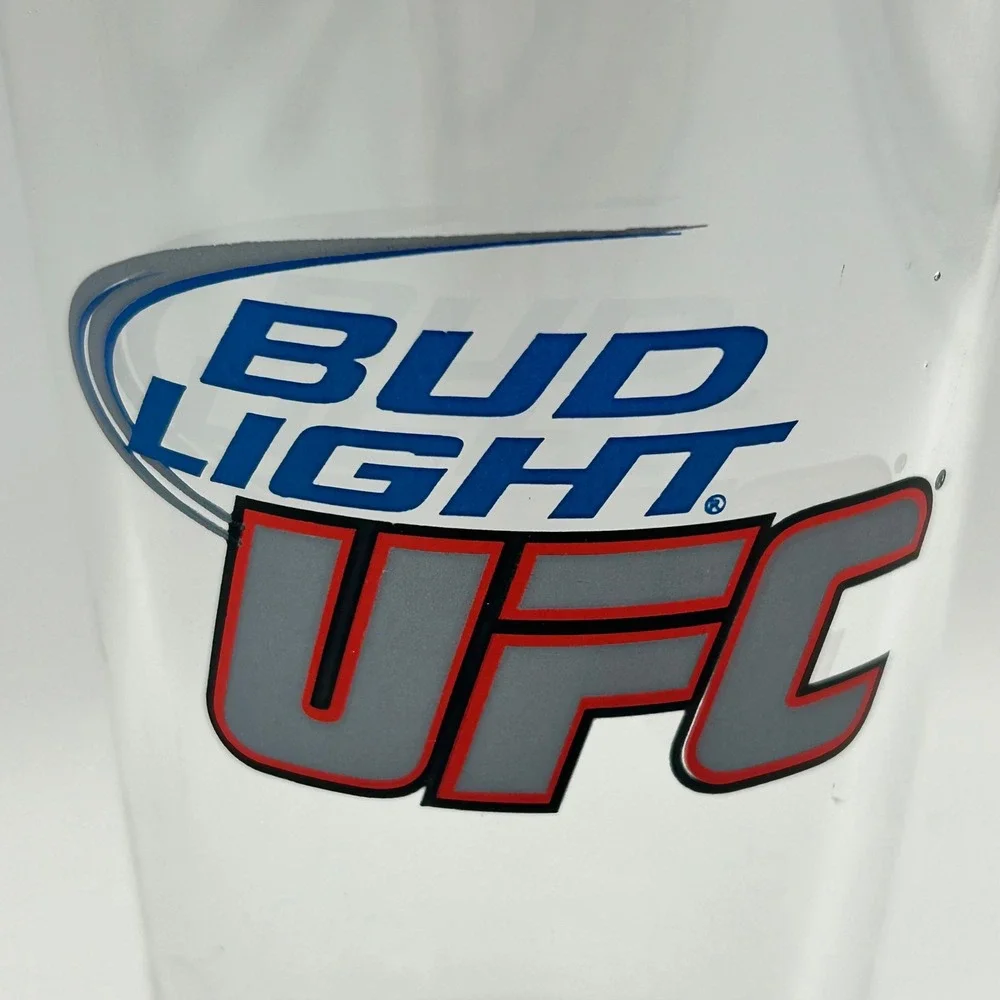 Bud Light Pint Glass Clear 16 oz UFC MMA Graphic Brew Logo
